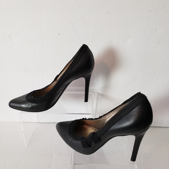 Lanvin Shoes - Lanvin Black Pumps Lace Trim Heel 4" Size 37 US 6